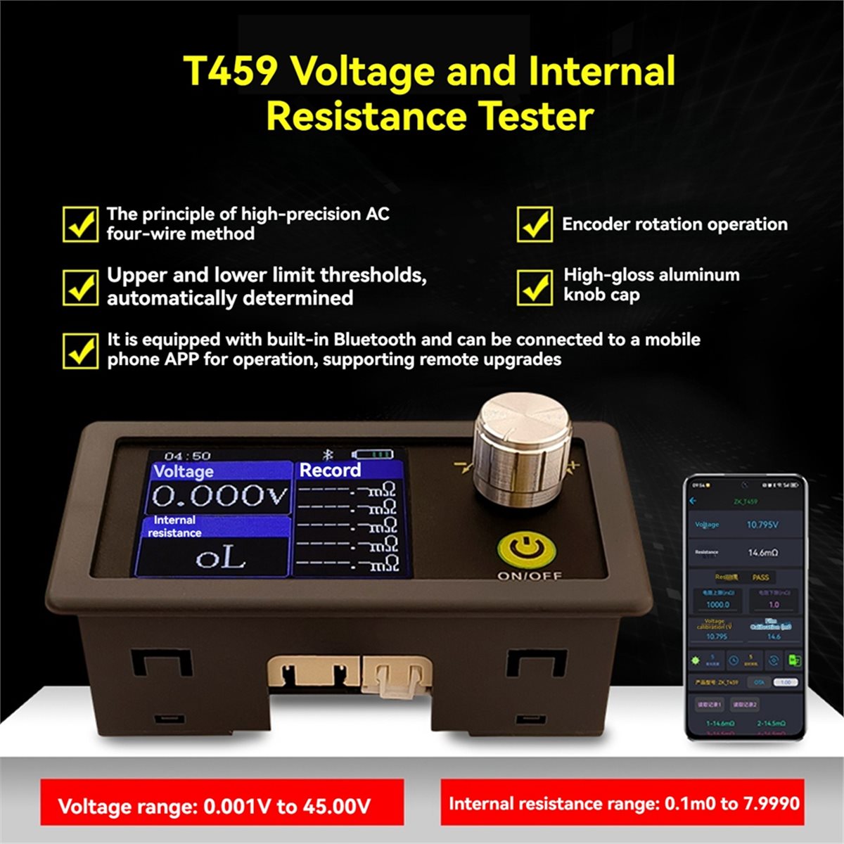 AS62 T459 DC 5V Four-Wire Batt - Battery Internal Resistance Tester Four Wire 评论和价格