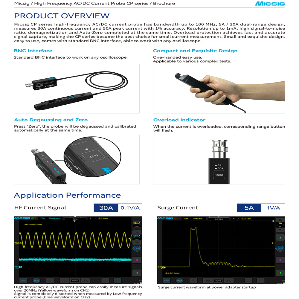 Micsig CP1003B CP503B High Fre - Current Probe Ac Dc 50Mhz Oscilloscope 评论和价格